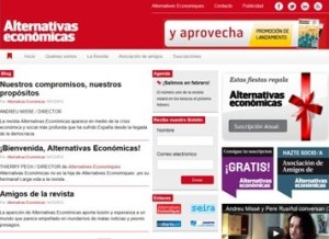 Página principal de la web de la revista Alternativas Económicas